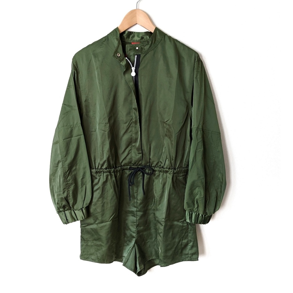 Hunter green long sleeve romper